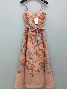 Zimmermann Peach Floral Midi Dress